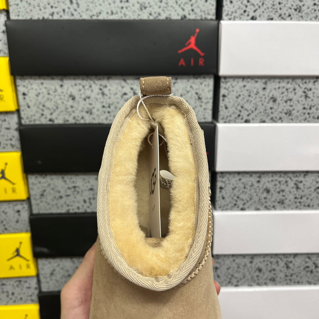 UGG Classic Ultra Mini Platform Women's Boot – Suede Ankle Boot with Cream Shearling Lining, Tonal Pull Loop & Chunky Platform Sole in Sand
