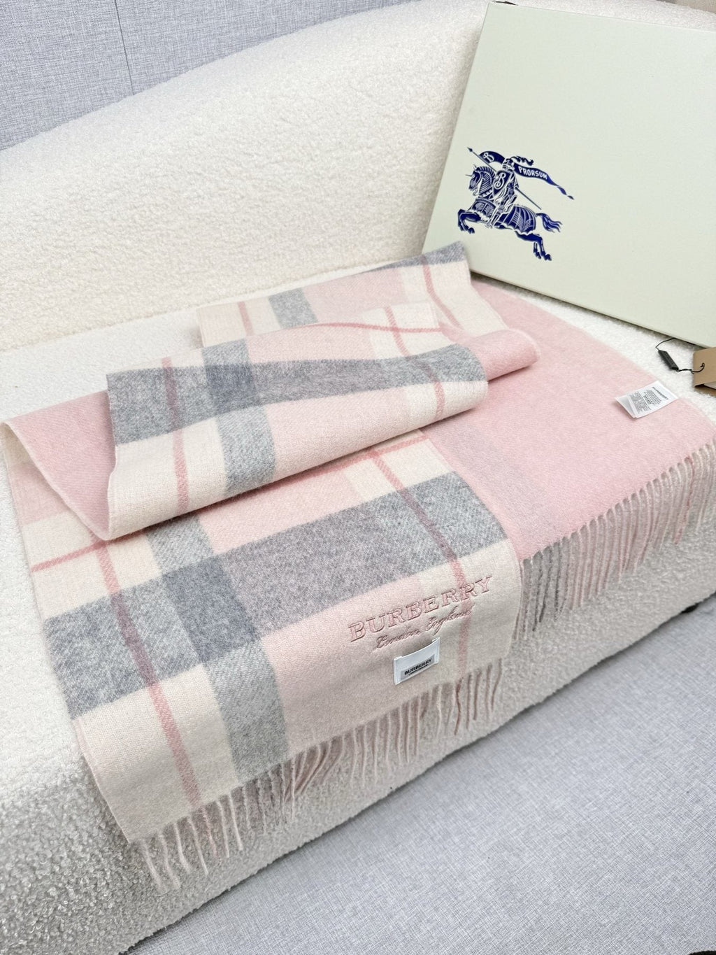 Burberry Double-Sided Plaid Fringe Scarf